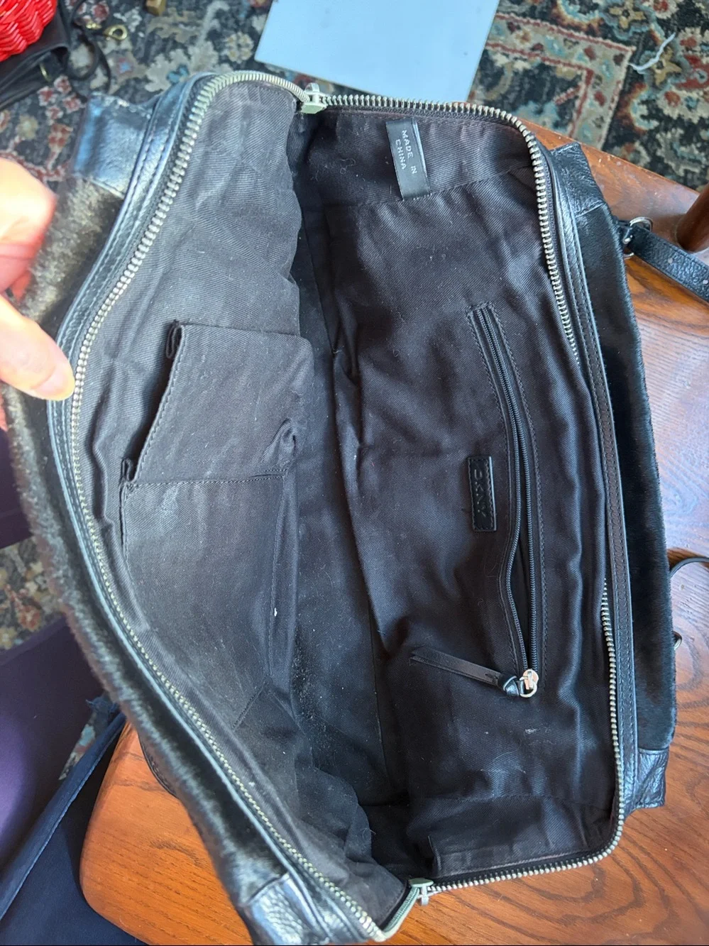 DKNY Y2K Black Leather & Haircalf Shoulder Bag